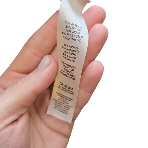 Chico's Women Ryder Cardigan Size 2 / L Brown Paisley Metallic Cowl Wrap Neck - Picture 9 of 9